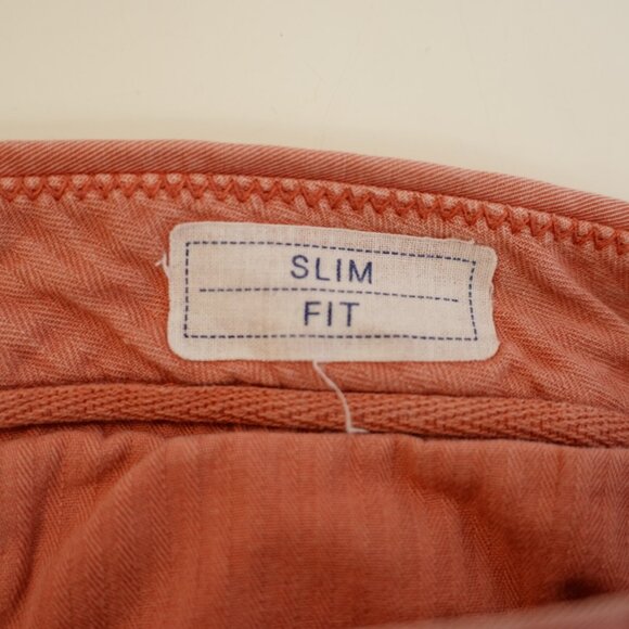 H&M L.O.G.G. Pink Slim Fit Flat Front Chino Pants 37 / 33 Cotton Mid Rise - Picture 6 of 7